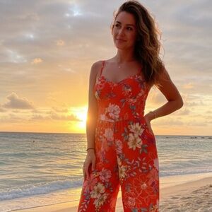 Floral Red Jumpsuit NWT